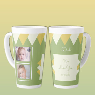 We houden van je Papa groen en geel met foto's Latte Mok