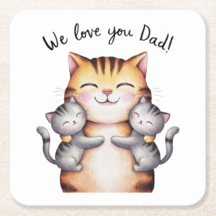 We houden van je, papa kat kartonnen onderzetters