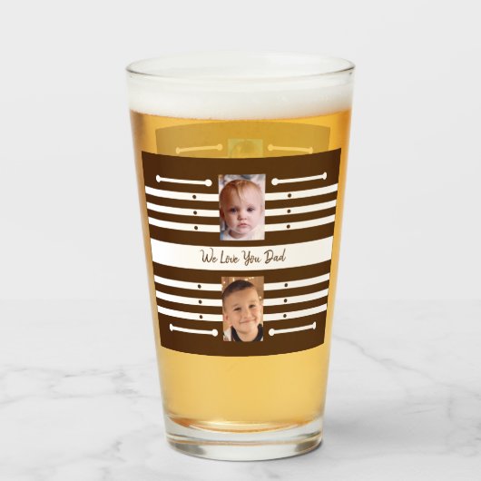 We houden van je Papa kinder foto's bruin bier Glas (Voorkant gevuld)