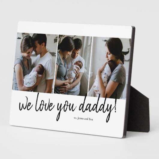 We houden van je papa Modern 3 Foto Vaderdag Fotoplaat (Zijkant)
