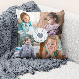 We houden van je papa Modern Dusty Blue Heart 4 Fo Kussen