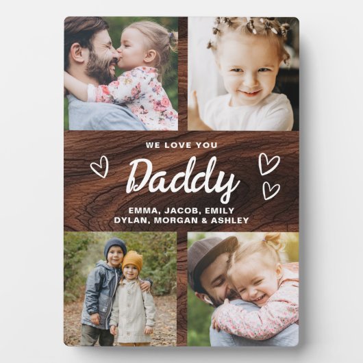 We houden van je papa rustieke houten fotocollage fotoplaat (voorkant)