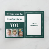 We houden van je Papa Vaderdag groen wit foto Kaart (Binnen)