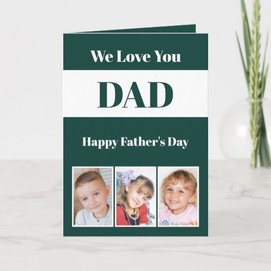 We houden van je papa Vaderdag groen witte foto Kaart (Voorkant)