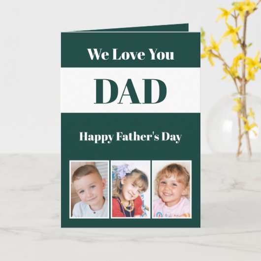 We houden van je papa Vaderdag groen witte foto Kaart (Gele Bloem)