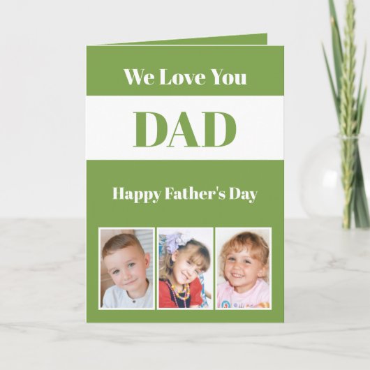 We houden van je Papa Vaderdag limoen witte foto Kaart (Voorkant)