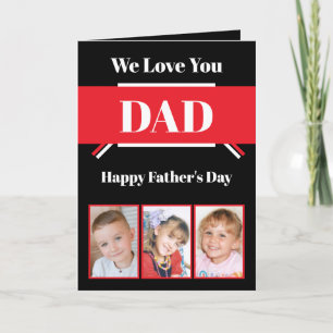 We houden van je Papa Vaderdag zwart rood foto Kaart
