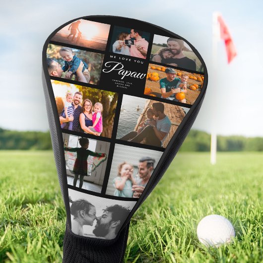 We houden van je Papaw familie Foto-collage-sportf Golfheadcover