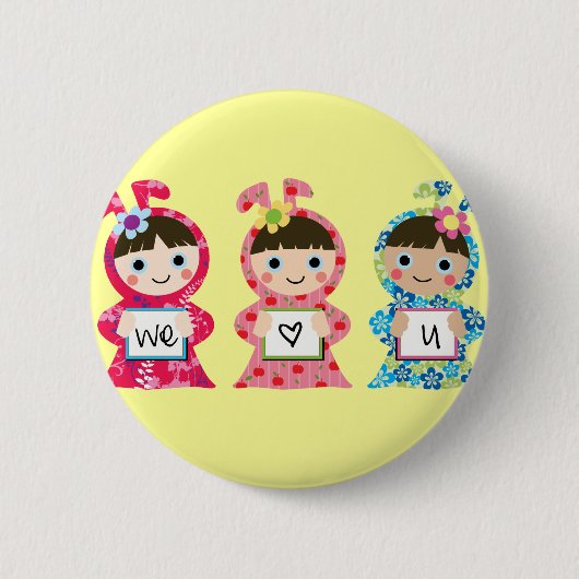 We houden van je - pas het aan! ronde button 5,7 cm (Voorkant)