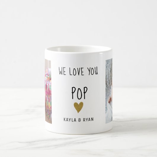 We houden van je Pop 2 Foto Collage Grandpa Coffee Koffiemok (Center)