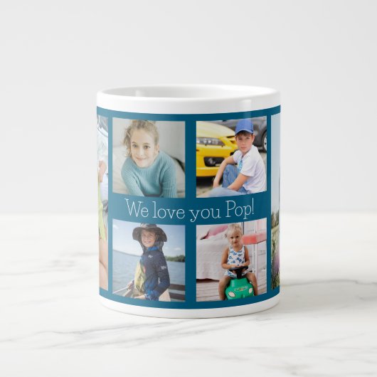 We houden van je Pop Grootvader 6 Foto Grote Koffiekop (Voorkant)
