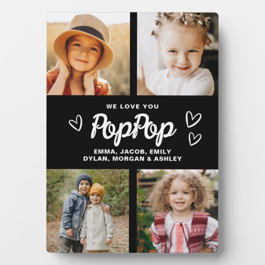 We houden van je PopPop Opa Fotocollage Fotoplaat (voorkant)