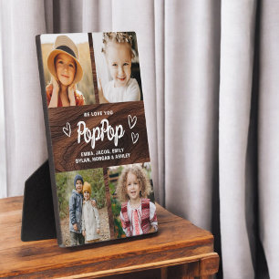 We houden van je PopPop Rustic Wood Fotocollage Fotoplaat