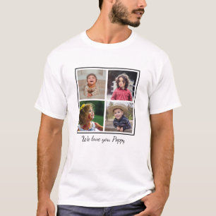 We houden van je Poppy Grandpa 4 Fotocollage T-shirt