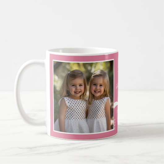 We houden van je tante 2 foto Custom Pink Modern P Koffiemok (Links)