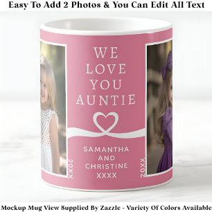 We houden van je tante 2 foto Custom Pink Modern P Koffiemok