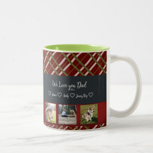We houden van je vader, Aangepast 3 fotoraster Tweekleurige Koffiemok