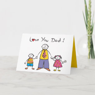 We houden van je vader Cartoon Familie Happy Vader Kaart