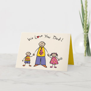 We houden van je vader Cartoon Familie Happy Vader Kaart