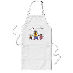 We houden van je vader Cartoon Familie Happy Vader Lang Schort