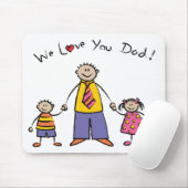 We houden van je vader Cartoon Familie Happy Vader Muismat (Met muis)