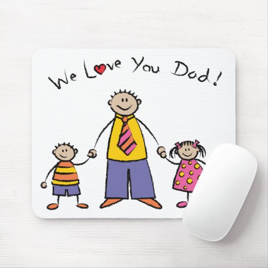 We houden van je vader Cartoon Familie Happy Vader Muismat (Met muis)
