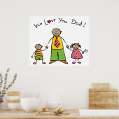 We houden van je vader Cartoon Familie Happy Vader Poster (Keuken)