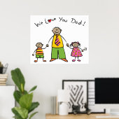 We houden van je vader Cartoon Familie Happy Vader Poster (Thuiskantoor)