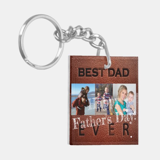 We houden van je vader, gepersonaliseerd 3 foto co sleutelhanger (Voorkant Links)