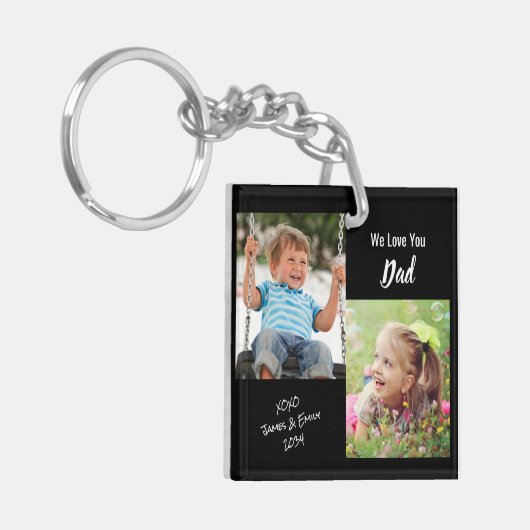 We houden van je vader Persoonlijke foto's Zwart Sleutelhanger (Voorkant Links)