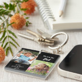 We houden van je vader Persoonlijke foto's Zwart Sleutelhanger (Voorkant Rechts)