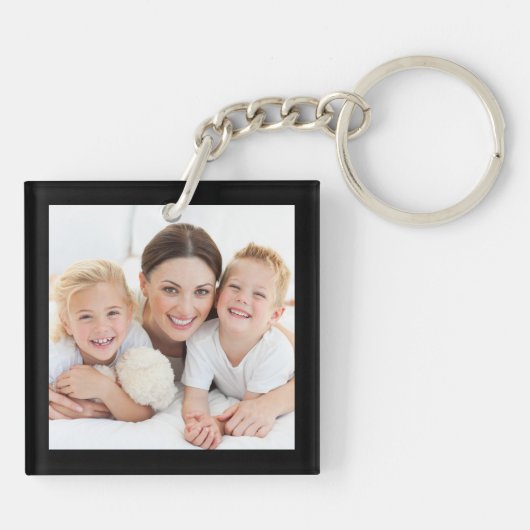 We houden van je vader Persoonlijke foto's Zwart Sleutelhanger (Achterkant)