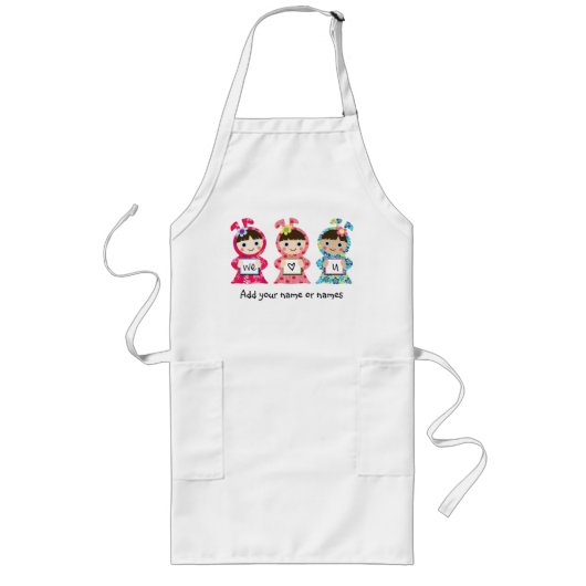 We houden van jou Apron Lang Schort (Voorkant)