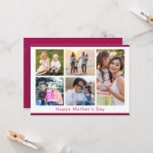 We houden van jou mama 5 foto collage roze glitter kaart (Voorkant / Achterkant in situ)