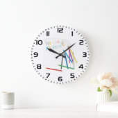 We houden van jou mama handgetekende krijttekening grote klok (Huis)