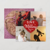 We houden van jou Mama Moederdag 5 foto collage Feestdagenkaart (Voorkant / Achterkant)