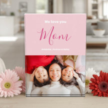We houden van jou mama roze minimalistische fotobl