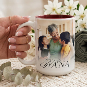 We houden van jou Nana foto-collage cadeau Tweekleurige Koffiemok
