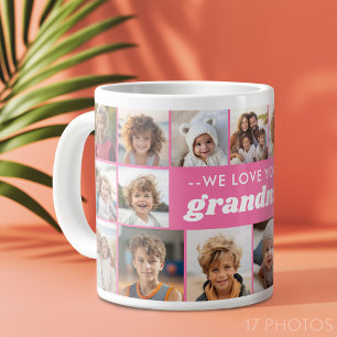 We houden van jou oma - 17 foto collage grote koffiekop