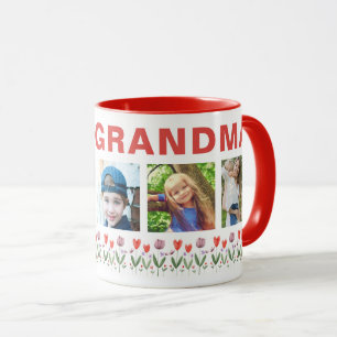 We houden van jou oma bloemen 5 foto's aandenken mok