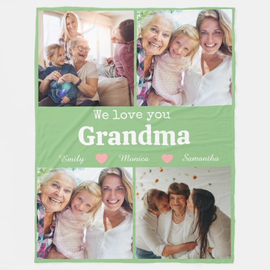 We houden van jou oma elegant script 4 foto aanden fleece deken (Voorkant)