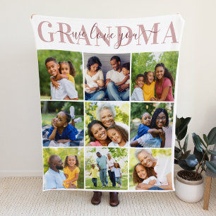 We houden van jou oma stoffig roze fotocollage fleece deken