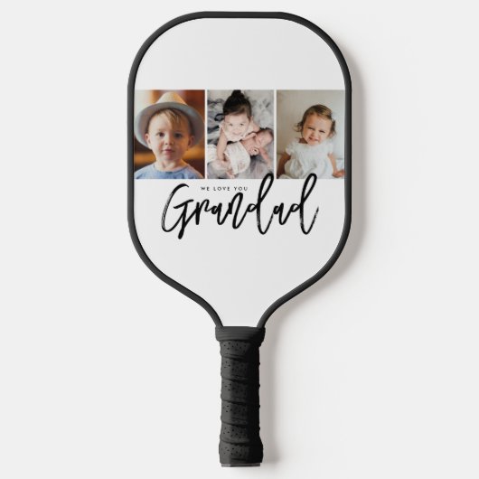 We houden van jou opa aangepaste fotocadeau collag pickleball paddle (Voorkant)