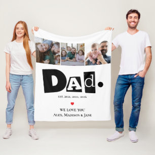 We houden van jou Papa 3 Kinderen Foto Collage Nam Fleece Deken