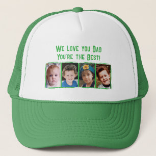 We houden van jou papa 4 foto's wit groen trucker pet
