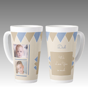 We houden van jou Papa blauw en bruin met foto's Latte Mok