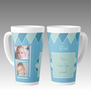 We houden van jou Papa blauw en groen met foto's Latte Mok