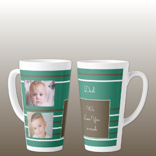 We houden van jou Papa groen en bruin met foto's Latte Mok