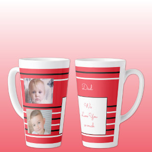 We houden van jou Papa rood en zwart met foto's Latte Mok