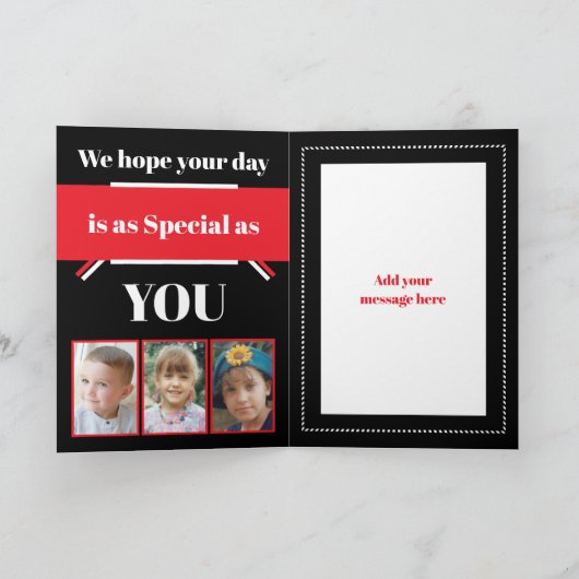 We houden van jou Vader Vaderdag zwart rood foto Kaart (Binnen)